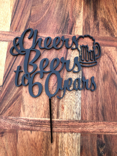 Cheers & Beers Birthday Cake topper - Warwick Screenprinting and Embroidery
