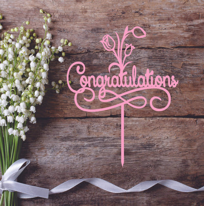 Congratulations Cake Topper with Tulips - Warwick Screenprinting and Embroidery