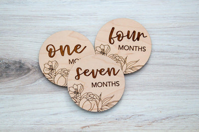 Floral Baby Milestone discs or birth Announcement - Warwick Screenprinting and Embroidery