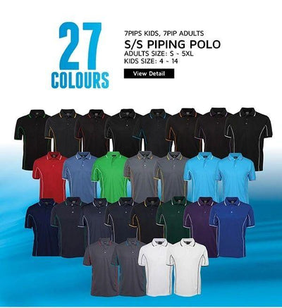 Mens S/S Piping Polo 7PIP - Warwick Screenprinting and Embroidery