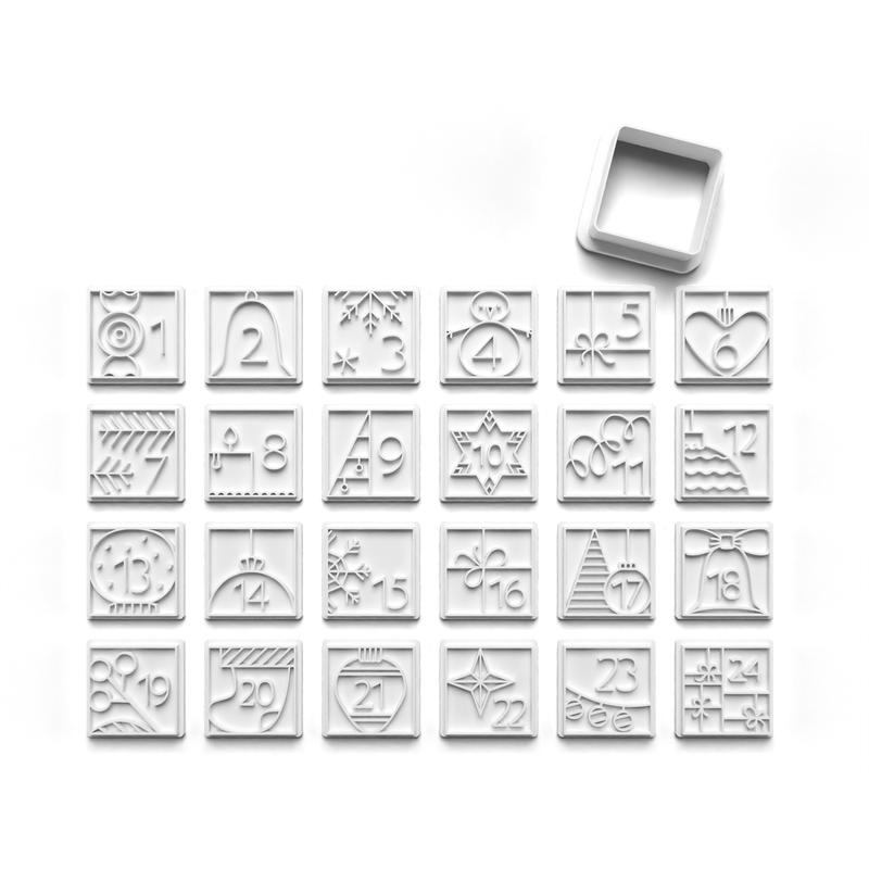 Christmas Advent Calendar cookie cutter and fondant stamp