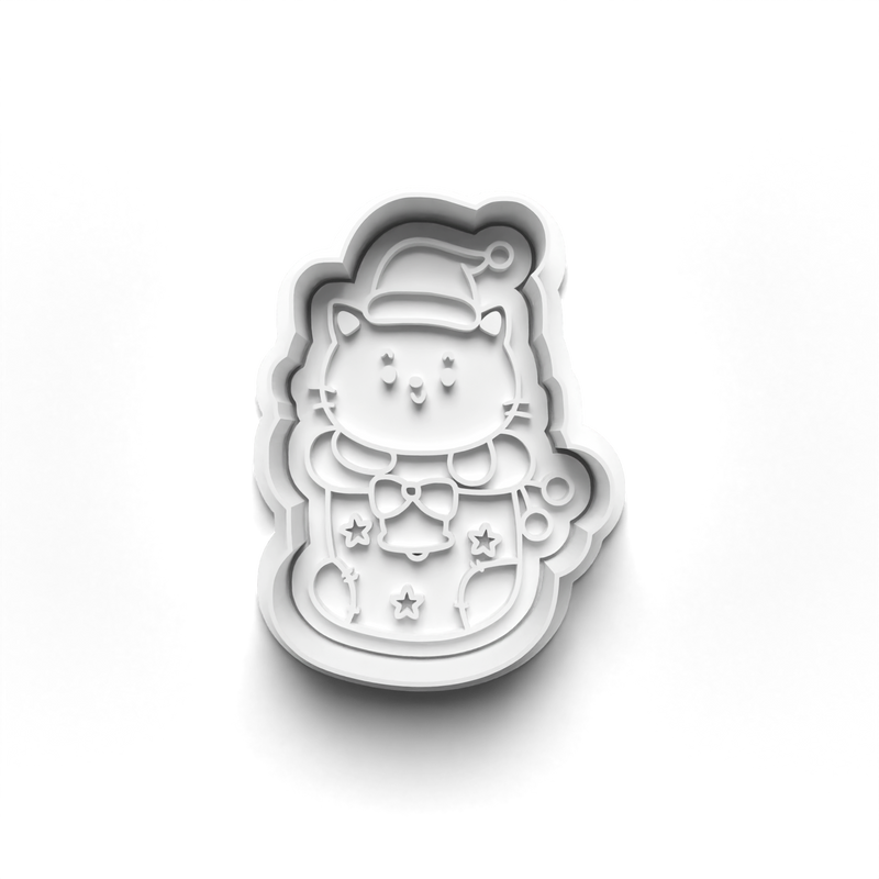 Christmas Cats cookie cutter and fondant stamp