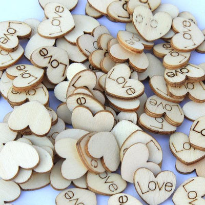 100pce Wooden LOVE Heart Shape 1.5cm Table Scatter Embellishment - Warwick Screenprinting and Embroidery