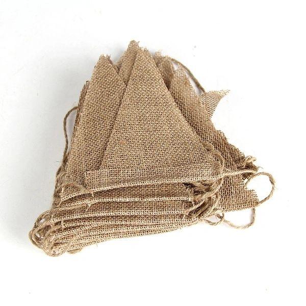 10m long 48 Flags Vintage Hessian Burlap Banner Bunting Flag Wedding Party Decor - Warwick Screenprinting and Embroidery
