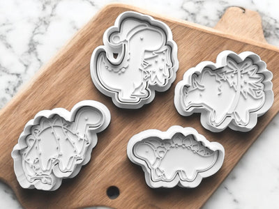 Christmas Dinosaurs cookie cutter and Fondant stamp