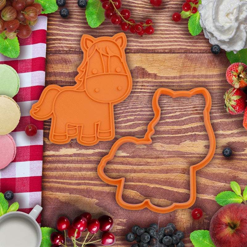 Farm Animal Cookie Cutter & Fondant Stamp - Horse