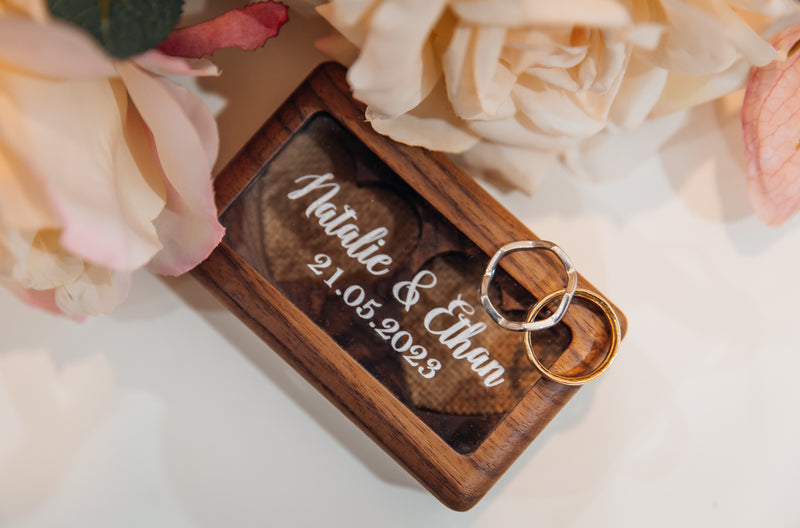Walnut Wedding Ring Box - Wooden Engagement ring box