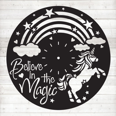 Believe in the magic Wall Clock 40cm - Warwick Screenprinting and Embroidery