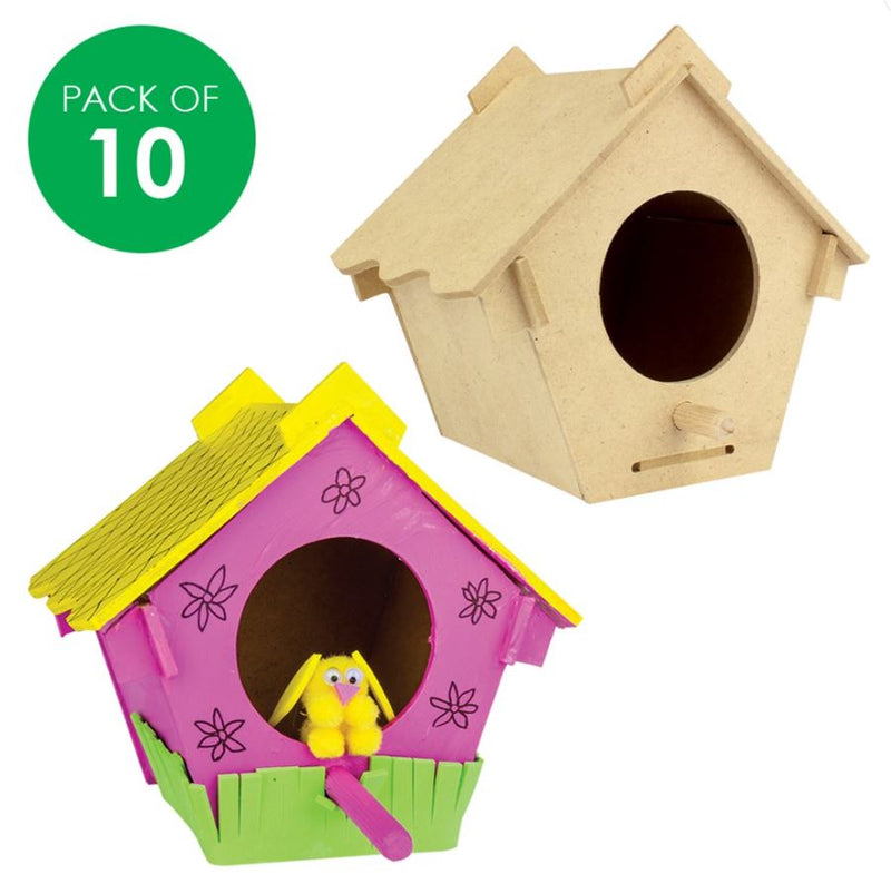 3D Wooden Birdhouses - Pack of 10
