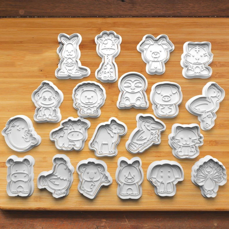 Zoo Animal & Farm Animal Cookie Cutters And Fondant Stamp