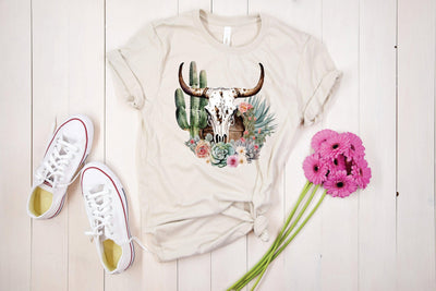 Cactus & Cow Skull Graphic Tee - Warwick Screenprinting and Embroidery