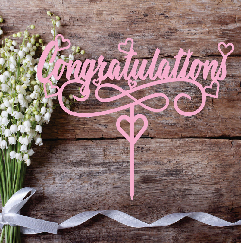 Congratulations Cake Topper with Hearts - Warwick Screenprinting and Embroidery