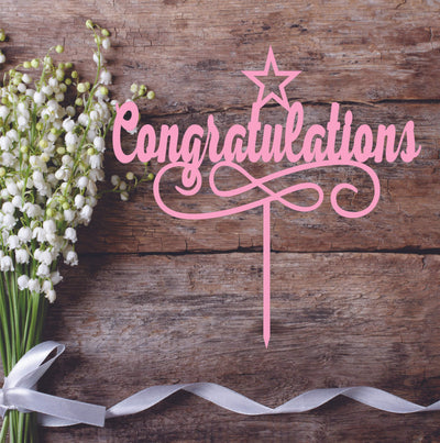 Congratulations Cake Topper with Single Star - Warwick Screenprinting and Embroidery