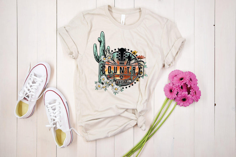 Country Music Graphic Tee with Cactus & Flowers - Warwick Screenprinting and Embroidery