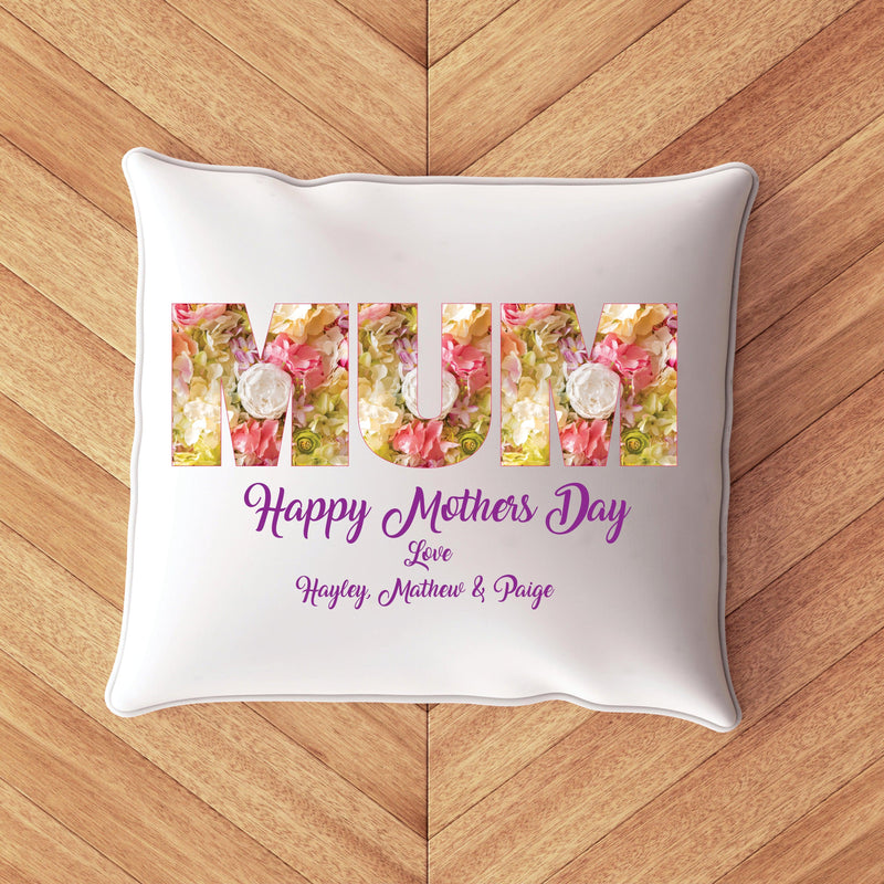 Floral Mum Satin Cushion - Warwick Screenprinting and Embroidery