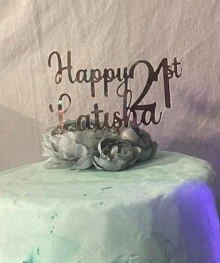 Happy 21st Birthday Cake Topper Personalised Name - Warwick Screenprinting and Embroidery