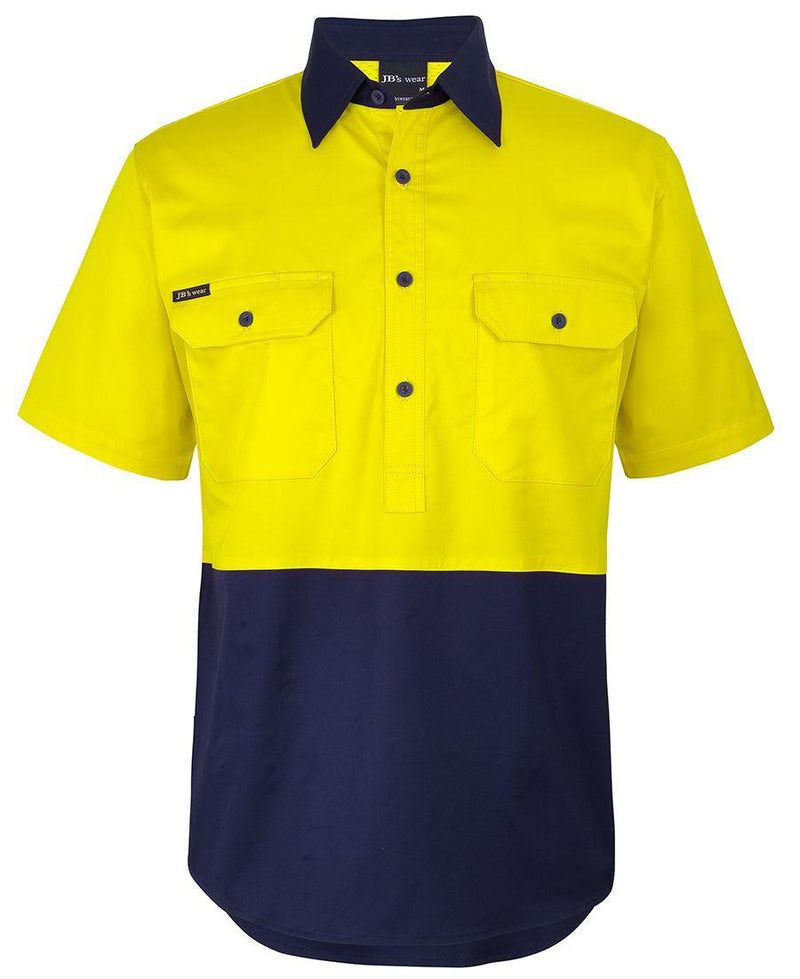 HI VIS CLOSE FRONT S/S 150G WORK SHIRT 6HVCW - Warwick Screenprinting and Embroidery