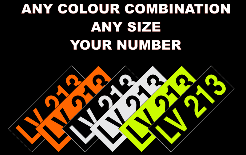 Hi Vis Light Vehicle Call Number ID (Set of 3 Stickers) 280 x 600mm - Warwick Screenprinting and Embroidery
