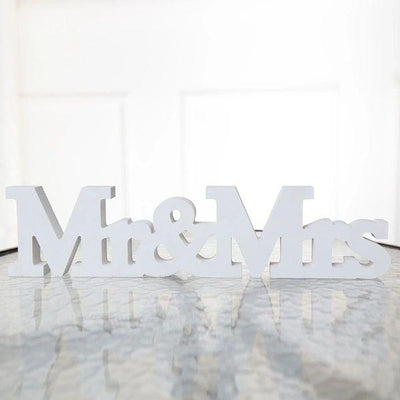Large White Wooden Mr&Mrs Letters Sign 42cm - Warwick Screenprinting and Embroidery
