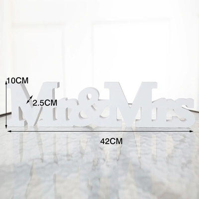 Large White Wooden Mr&Mrs Letters Sign 42cm - Warwick Screenprinting and Embroidery