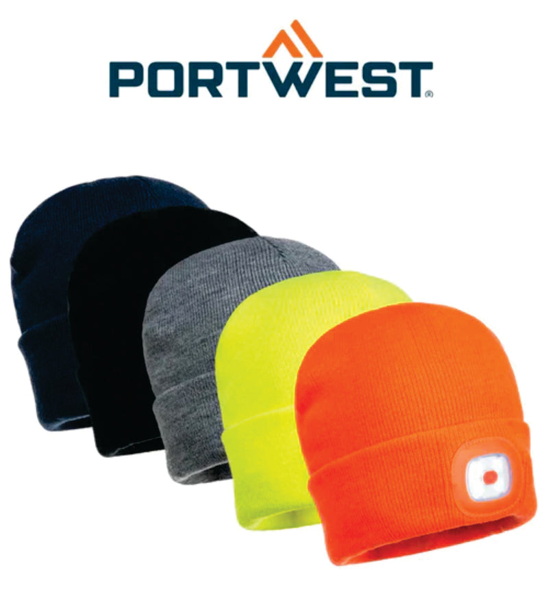 Portwest Beanie LED Head Light - USB Rechargeable B029 Adults and Kids
