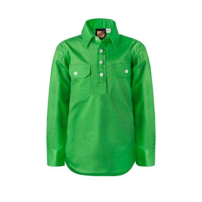 Lightweight Long Sleeve Half Placket Cotton Drill Shirt with Contrast Buttons - Warwick Screenprinting and Embroidery
