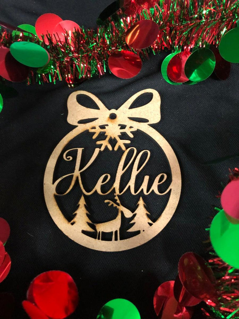 Personalized Wooden Christmas decoration - 2 Christmas trees & Reindeer - Warwick Screenprinting and Embroidery