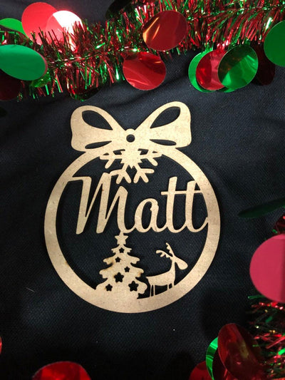 Personalized Wooden Christmas decoration - Christmas tree & Reindeer - Warwick Screenprinting and Embroidery