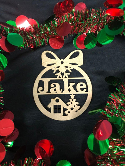 Personalized Wooden Christmas decoration - House & Tree - Warwick Screenprinting and Embroidery