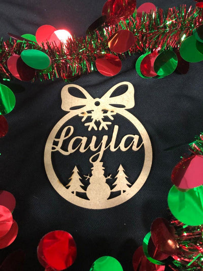 Personalized Wooden Christmas decoration - Snowman & Trees - Warwick Screenprinting and Embroidery