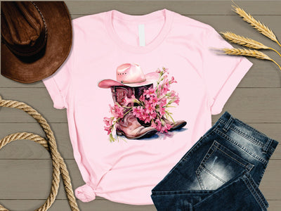 Pink Cowgirl Boots Graphic Tee - Warwick Screenprinting and Embroidery