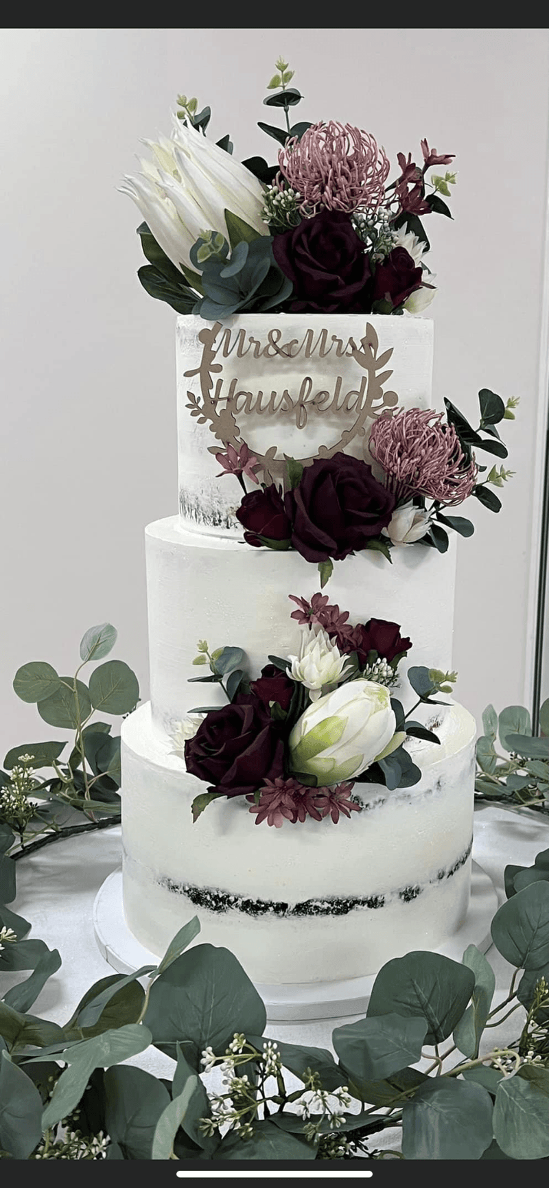 Rustic Wedding Cake topper U Shape with leaves - Warwick Screenprinting and Embroidery