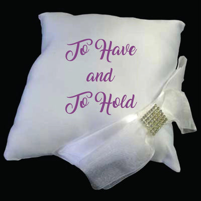 Satin Ring Pillow with custom saying - Warwick Screenprinting and Embroidery