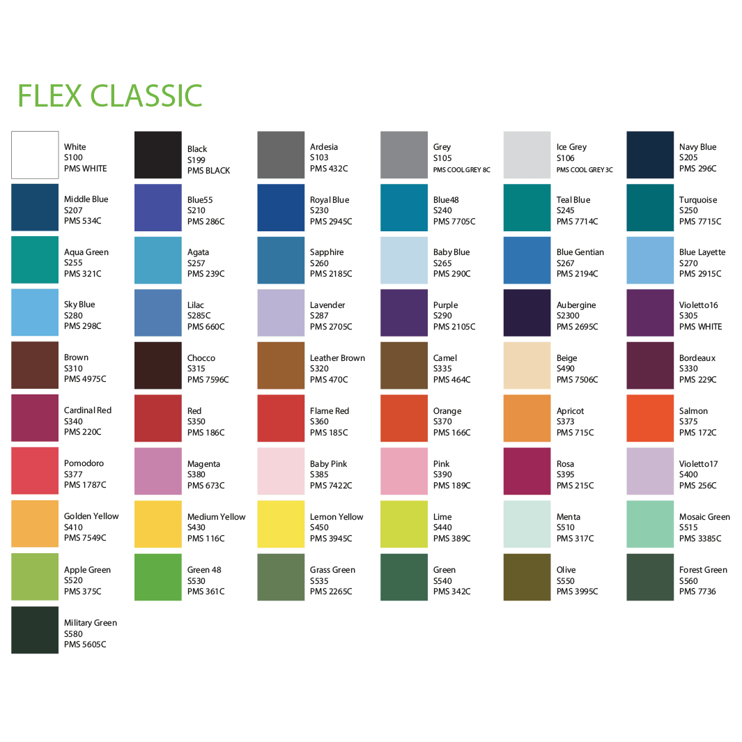 Velflex Heat Transfer Vinyl - Flex Classic Range (Plain Colours ...