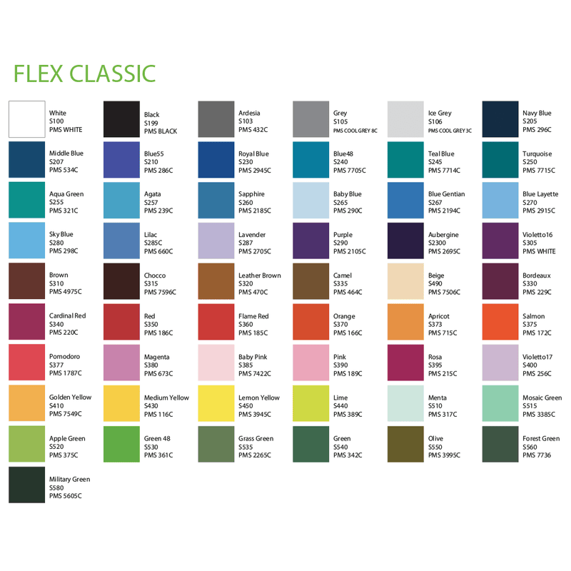 Velflex Heat Transfer Vinyl - Flex Classic Range (Plain Colours) - Warwick Screenprinting and Embroidery