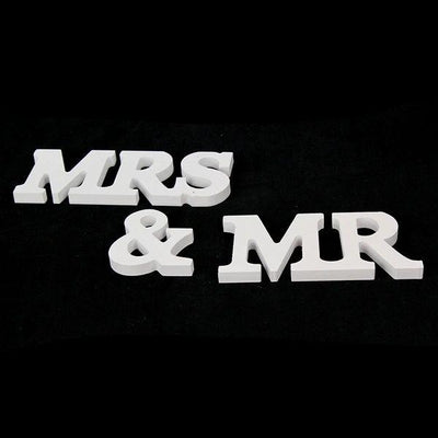 White Wooden Mr & Mrs Letter sign - Warwick Screenprinting and Embroidery